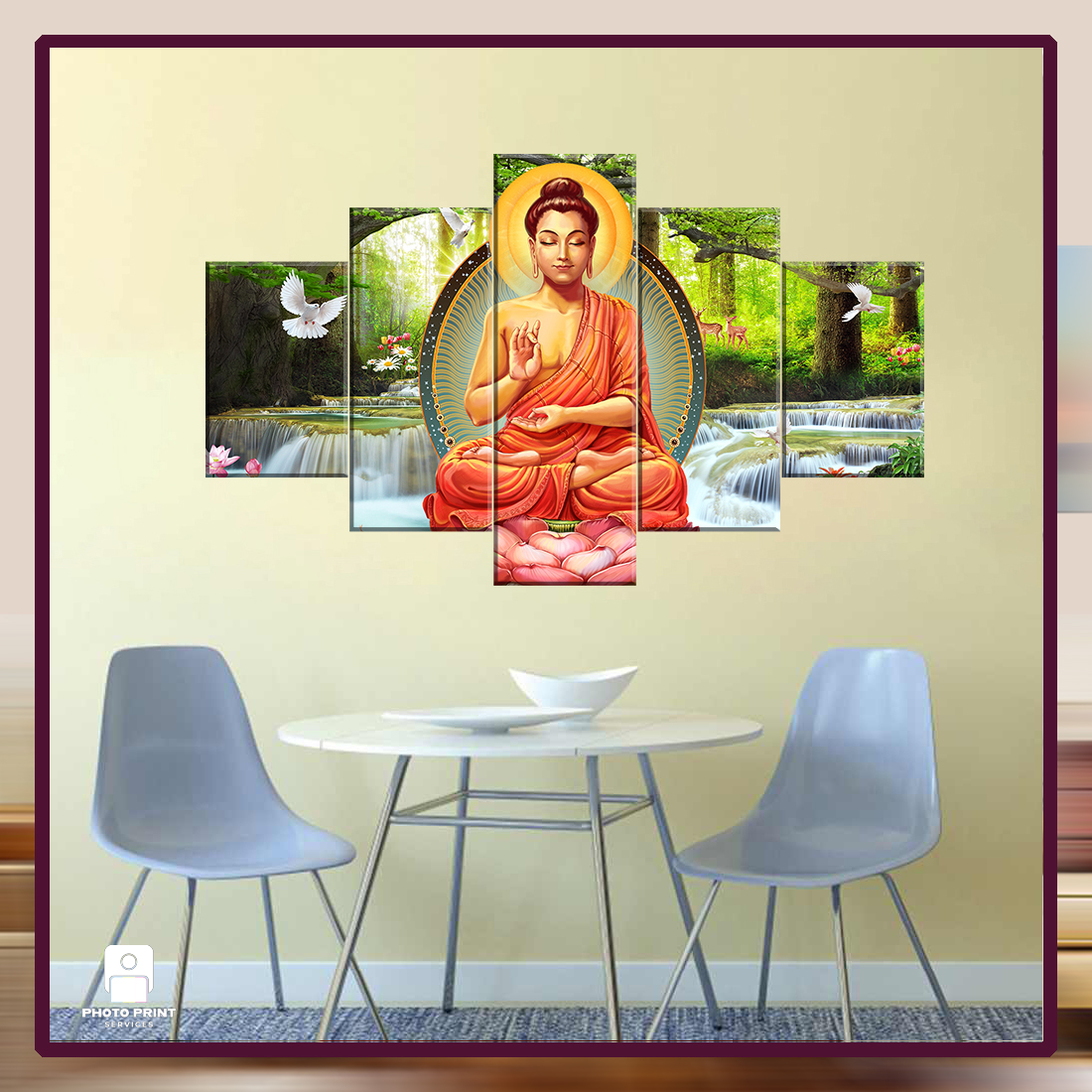 5 Panel Buddha Canvas | Custom Sizes & Best Price Nepal | Photo Print ...